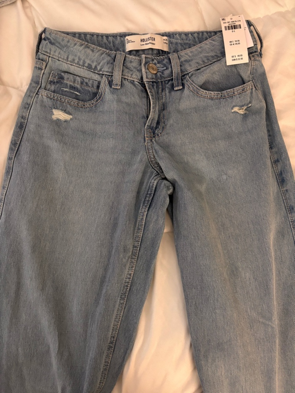 Hollister Women's Light Wash Skinny Jeans with Distressed Detail